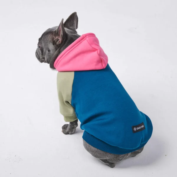 Pink-Olive-Blauer Hunde Hoodie – Bild 3