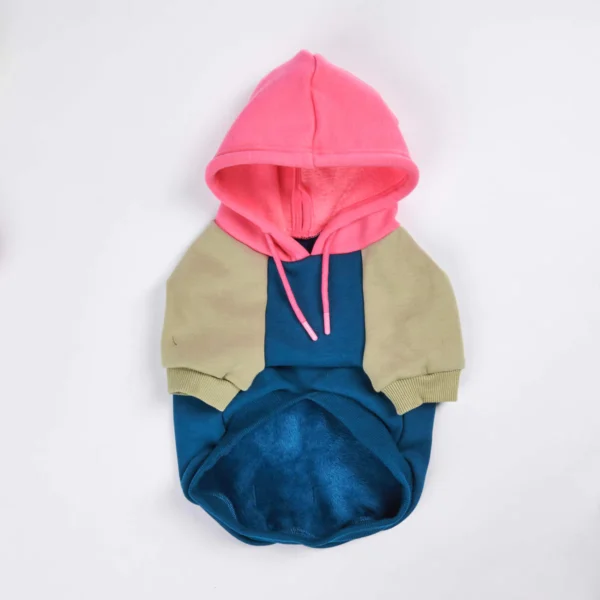 Pink-Olive-Blauer Hunde Hoodie – Bild 4
