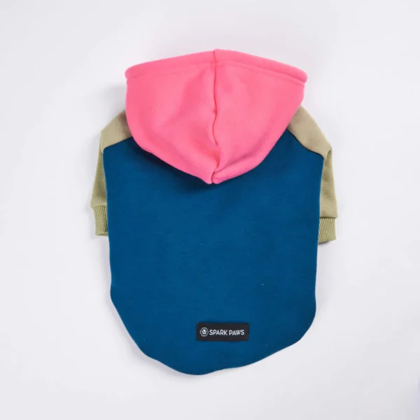 Pink-Olive-Blauer Hunde Hoodie – Bild 2