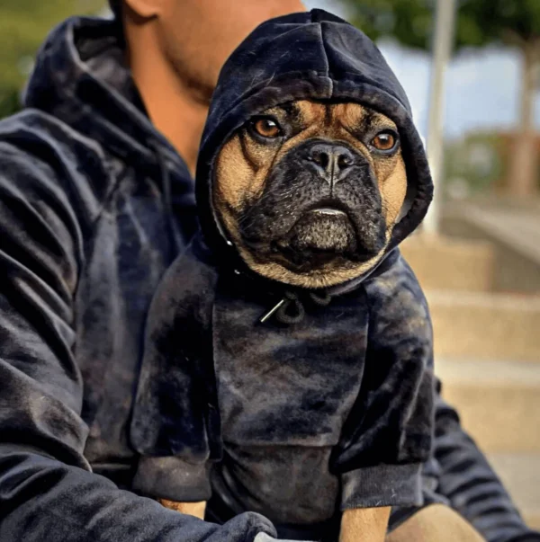 Samtiger Hunde Hoodie - Obsidianschwarz – Bild 3